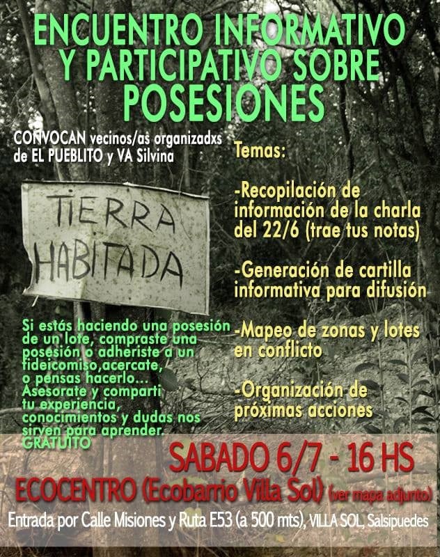 Encuentro informativo y participativo sobre posesiones.