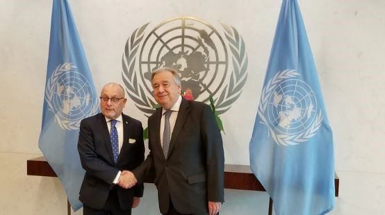 El canciller argentino Jorge Faurie y el presidente de la ONU António Guterres