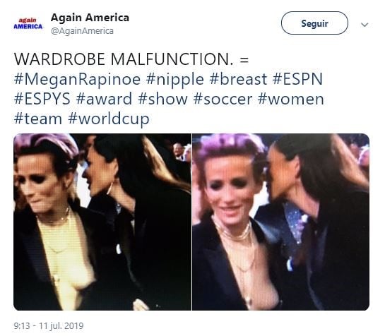 El vestuario le jugó una mala pasada a Megan Rapinoe (Foto: captura Twitter)