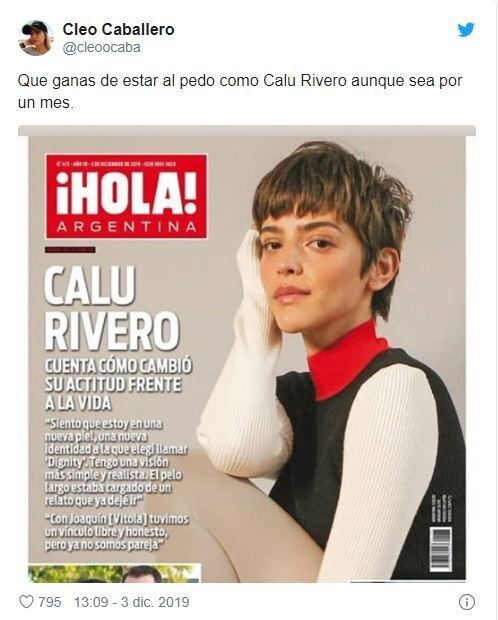 Calu Rivero se cambió el nombre a "Dignity" y estallaron los memes (Foto: Captura Twitter)