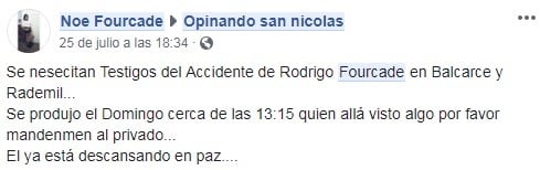 Desesperado pedido para esclarecer la muerte de Rodrigo. (Captura)