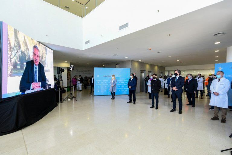 Alberto Fernández en la apertura de hospitales en La Matanza, Mar del Plata, Chaco, Santa Fe y Córdoba (Foto: Presidencia)