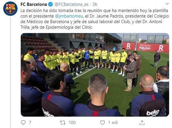 El mensaje difundido en Twitter por el Barcelona.