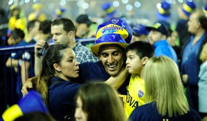 Wanchope Abila y su familia en La Bombonera.