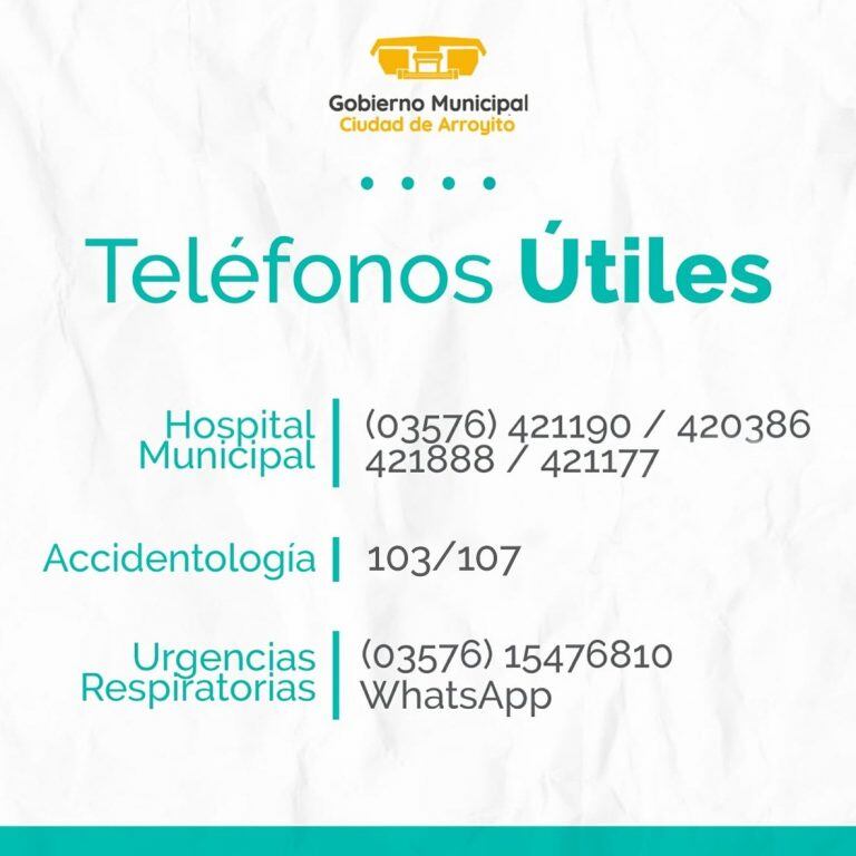 Teléfonos Emergencias Arroyito