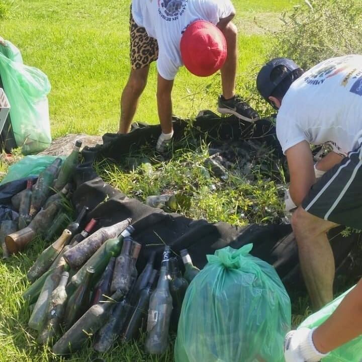 Muchísimas botellas de vidrio desechadas.