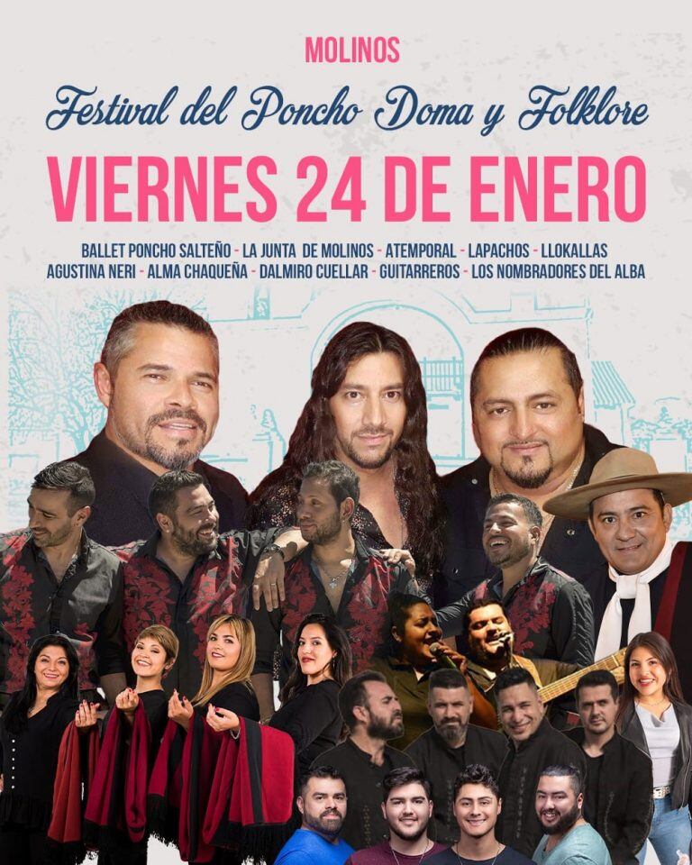 Cartelera del Festival del Poncho, Doma y Folklore (Facebook Festival del Poncho Molinos)