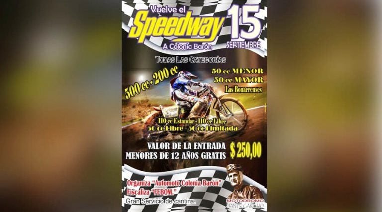 Flyer de la carrera de Colonia Barón (Rojas)