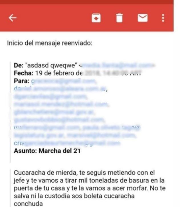 Denuncia Ocaña mail. (Web)