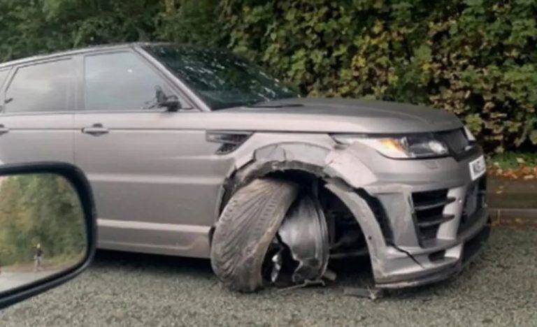 Así quedó la camioneta del 'Kun' Agüero (Foto: La Nación)