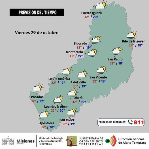 Jornada de viernes con clima caluroso y con probabilidad de chaparrones hacia la tarde.