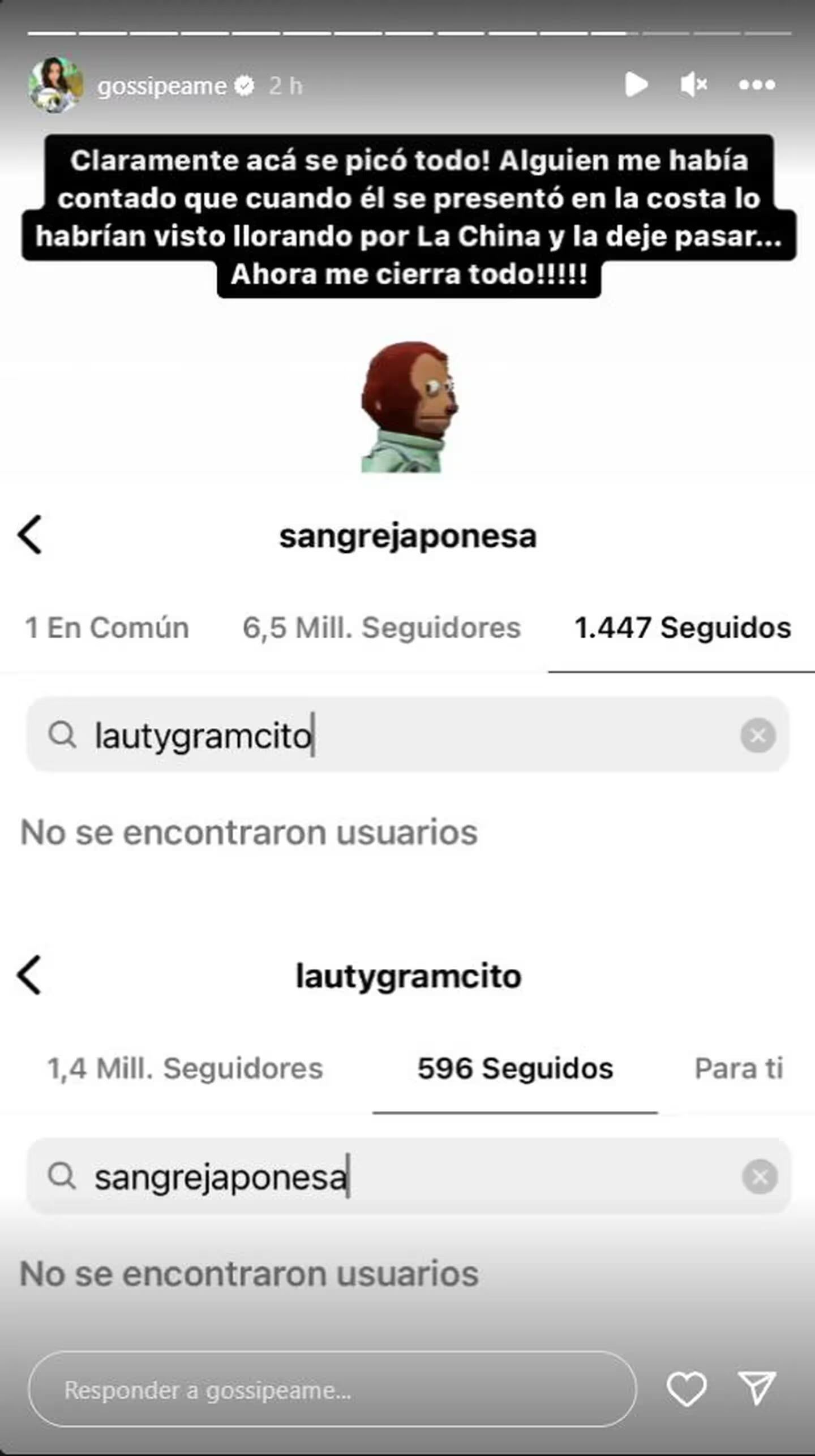 Gossipeame reveló que la China Suárez y Lauty Gram ya no se siguen en Instagram