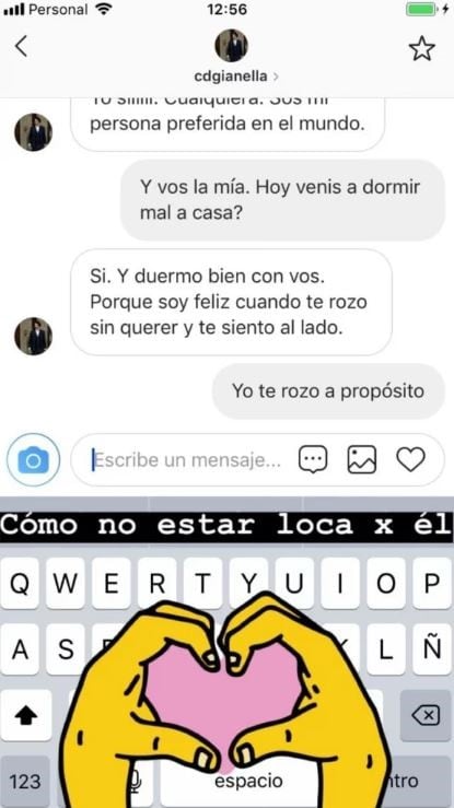 El chat privado de Agustina Kämpfer.