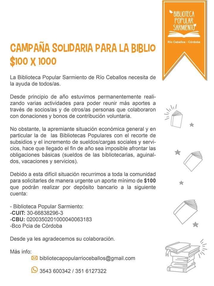 "Campaña 100 x 100 amigos/as de la Biblio"