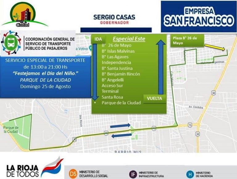 recorridos de las lineas zona este  para Chiquilines 2019