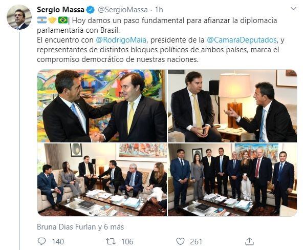 Sergio Massa, en una visita oficial en Brasil. (Twitter/@SergioMassa)