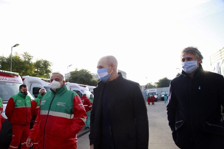 Felipe Miguel, Horacio Rodriguez Larreta y Alberto Crescenti (Foto: Twitter)