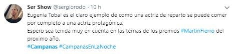 Los usuarios bancaron a María Eugenia Tobal en Twitter