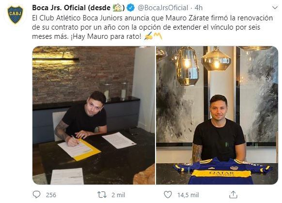 Mauro Zárate renovó su contrato con Boca. (Twitter/@BocaJrsOficial)