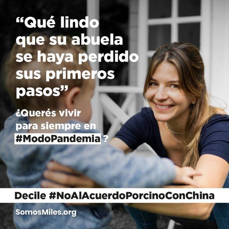 #ModoPandemia: la iniciativa que busca frenar el acuerdo porcino con China que promueven los famosos (Foto: Instagram @somosmilesorg)