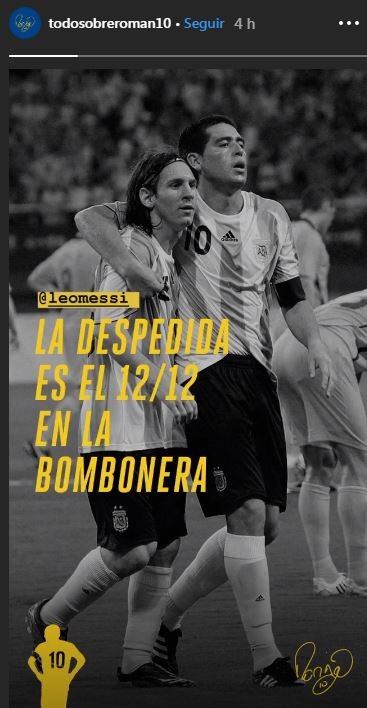 La invitación de Riquelme para Messi (Foto: captura).