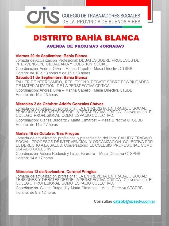 Agenda Jornada de actualización profesional (CTSBB)