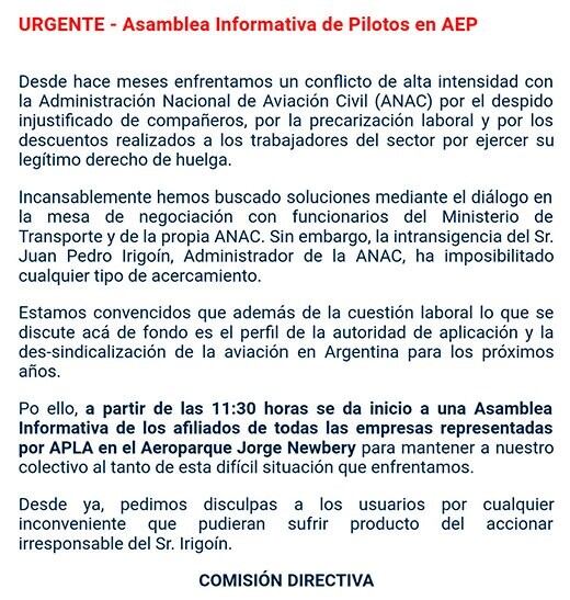 Comunicado APLA