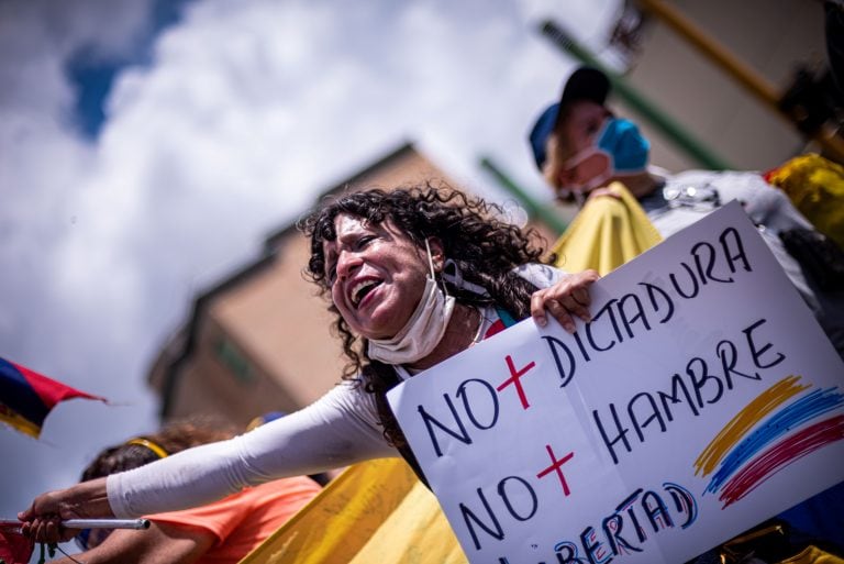 Protesta de docentes en Venezuela el 5 de octubre de 2020 (Elena Fernandez/ZUMA Wire/dpa)