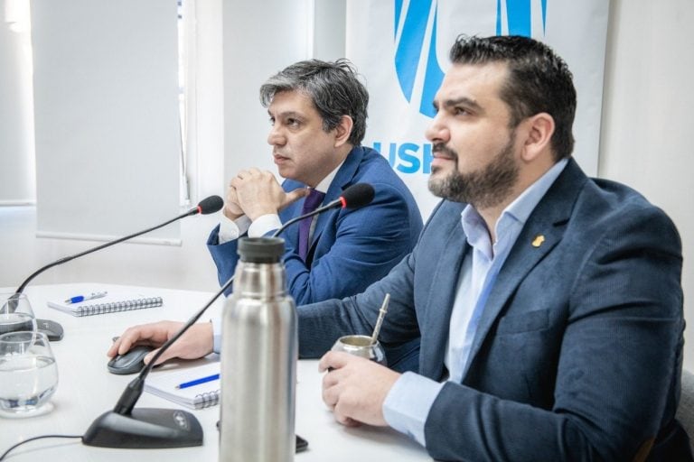 Walter Vuoto y Matías Rodriguez junto al Fondo de Capital Social (FONCAP), presentación de nueva línea de microcréditos productivos para pequeños emprendedores.