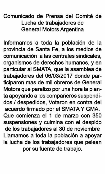 Comunicado de trabajadores de GMA