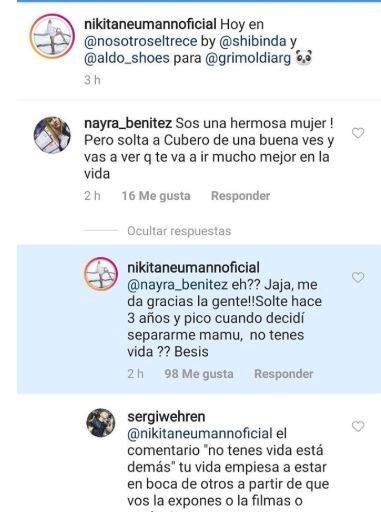 El enojo de Nicole Neumann con una seguidora (Instagram)