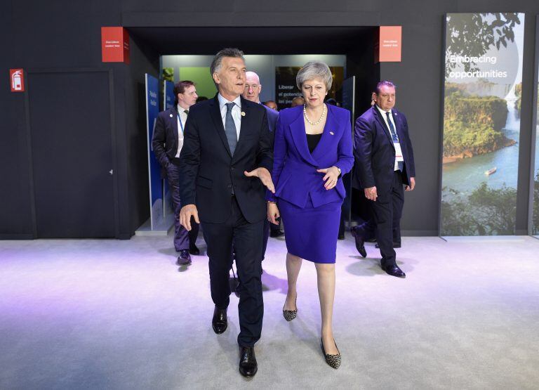 Mauricio Macri y Theresa May (Gustavo Garello/Pool via REUTERS)