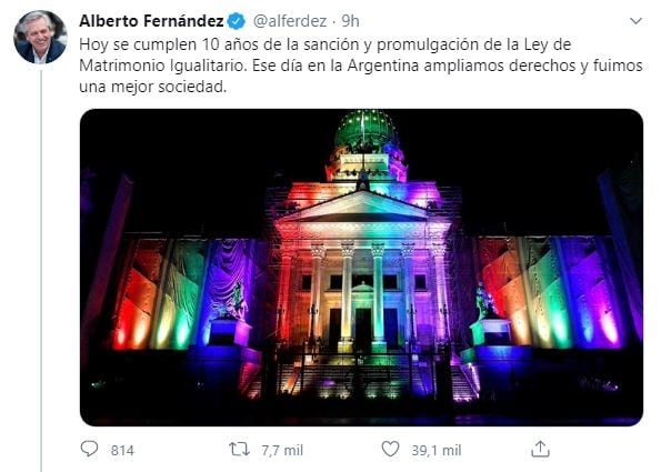 El Congreso con los colores de la diversidad. (crédito: Presidencia)