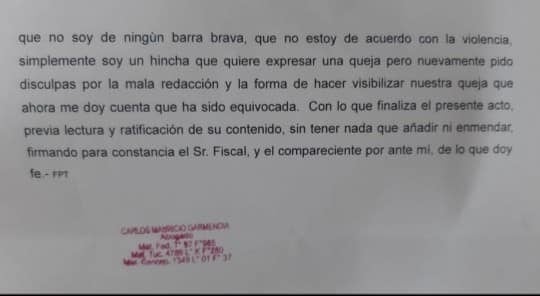 Declaración del joven. (Foto: Los Primeros TV).