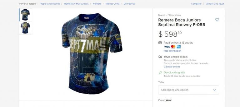 La remera se vende a $598,80.