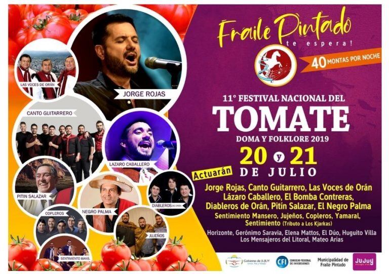 Cartelera de artistas que se presentarán en el festival que se desarrollará en Fraile Pintado.