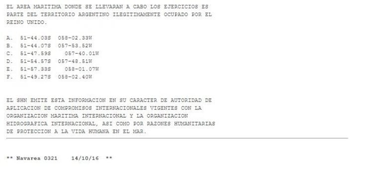 Pruebas en las Islas Malvinas