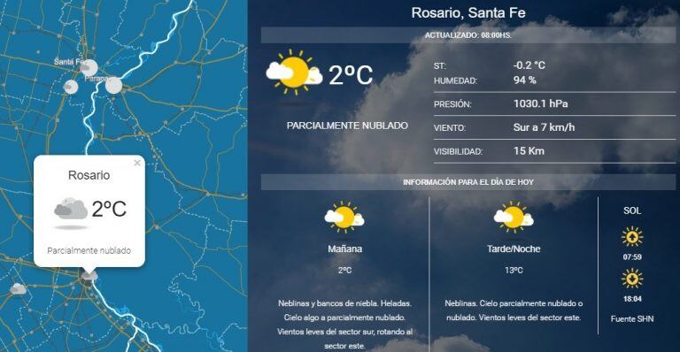 El clima en esta mañana de domingo. (SMN)