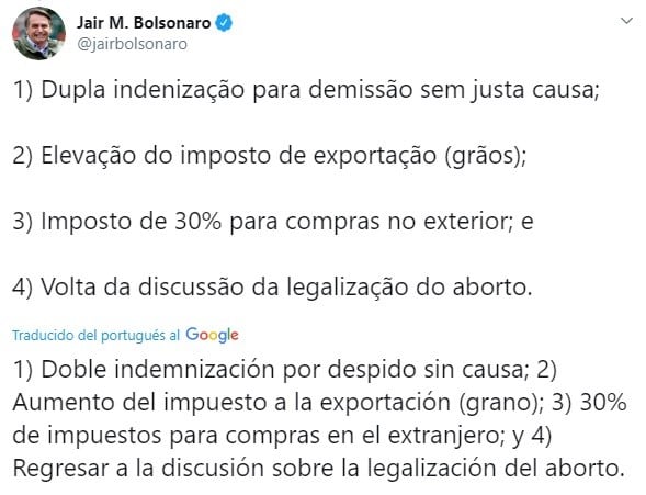 (Twitter: @jairbolsonaro)