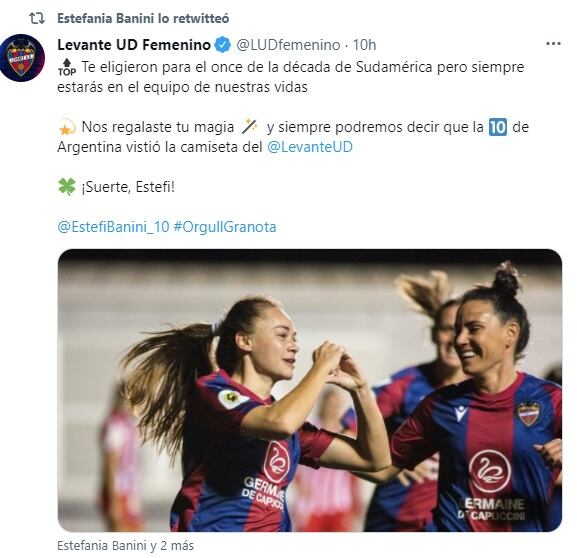 Estefanía Banini, la jugadora argentina pasará a integrar el equipo de Atlético Madrid de España.