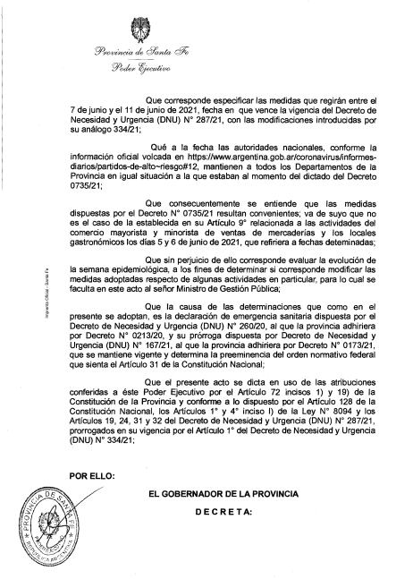 Renovación del decreto para no presencialidad en las aulas hasta el 11 de junio. Gobierno de Santa Fe.