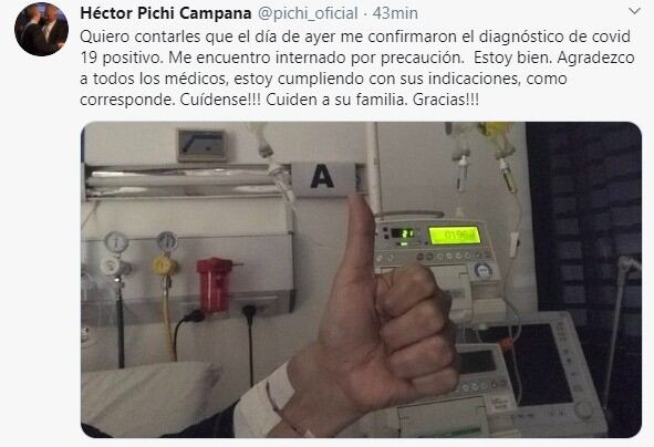 El tuit de Campana confirmando la noticia.