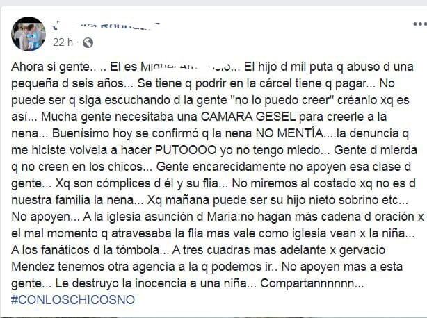 Escrache  en redes de "Jessica" mamá de la niña abusada
Crédito: Facebook