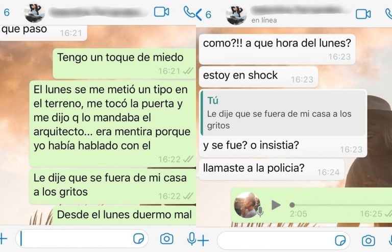 Sofia Pachano le mandó un chat a una amiga, contándole lo sucedido.