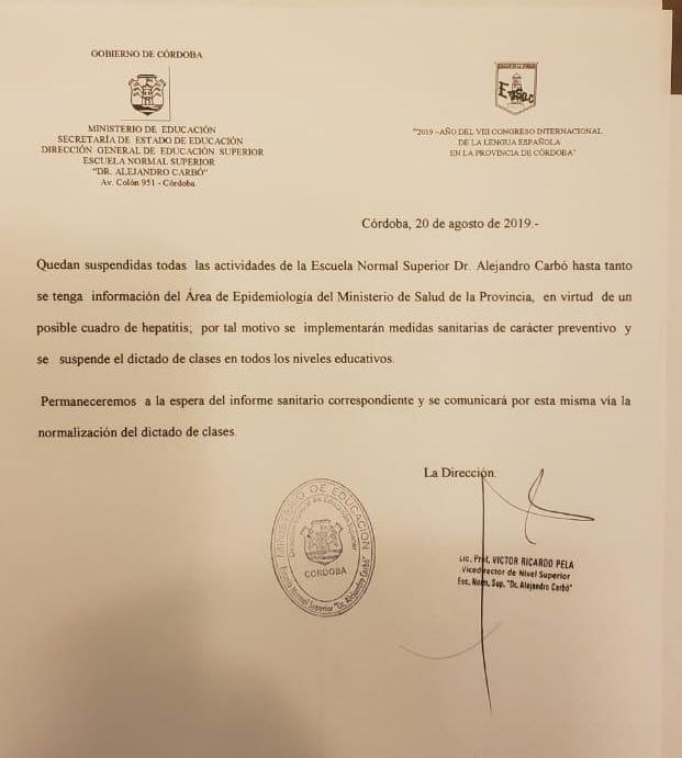 El comunicado de la Dirección.