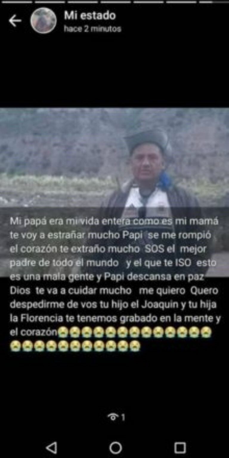 .Estado de WhatsApp de la hija de la víctima fatal.