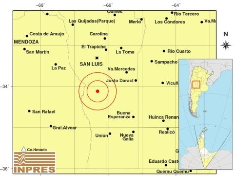 Tembló a 91 kilómetros al sur de la ciudad de San Luis.