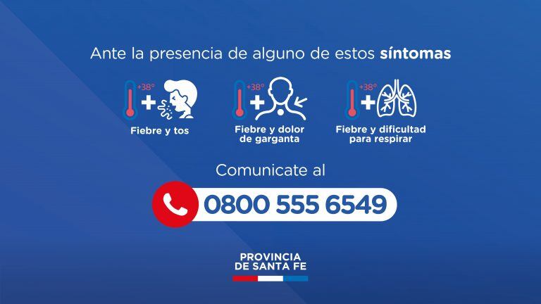 Contacto por síntomas de coronavirus (Gobierno de Santa Fe)