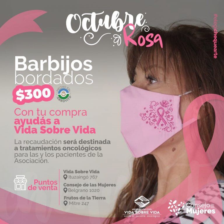 Barbijos bordados de Vida Sobre Vida