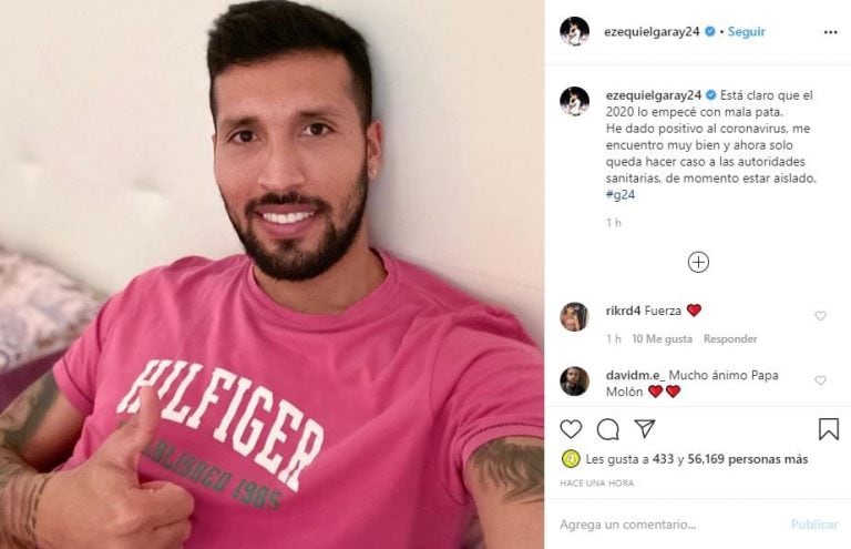 Ezequiel Garay es el segundo jugador argentino con coronavirus